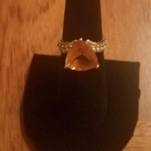 10k Gold Citrine with White Topaz Accents Ring